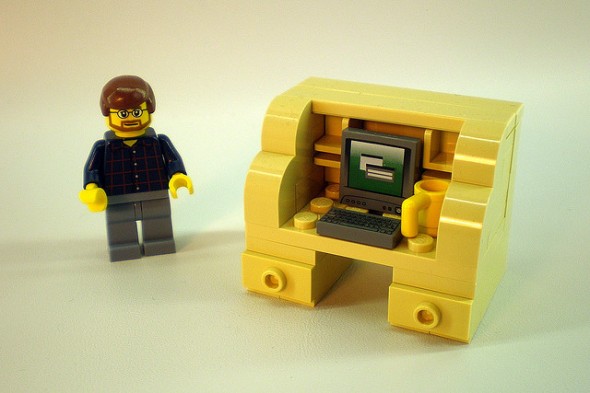 lego man and desk