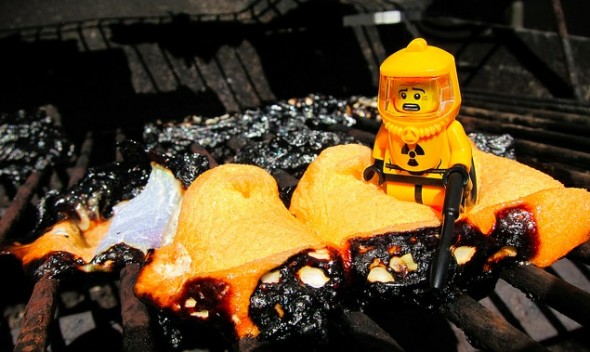 Melted Peeps and Lego Man Melted peeps and lego man