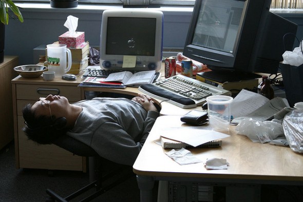 asleep at desk