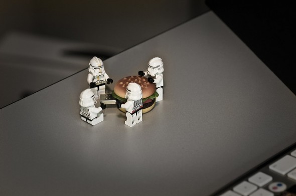 Legos surround cheeseburger