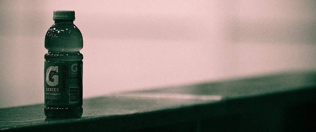 A picture of Gatorade, which is more or less just sugar water.