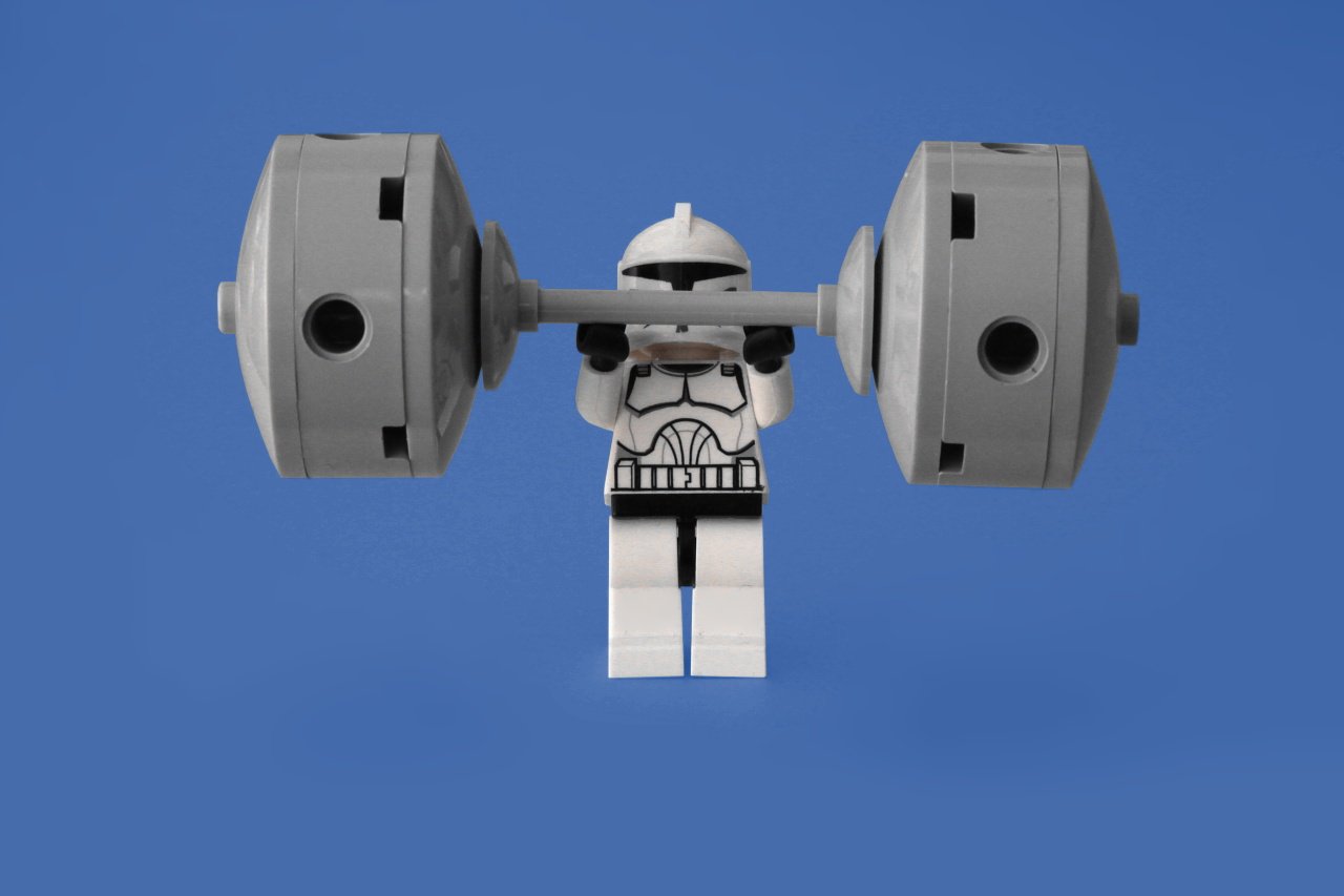 Clearly, this stormtrooper worked up to pressing this much weight.