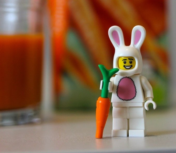 This rabbit loves his vegetables. 