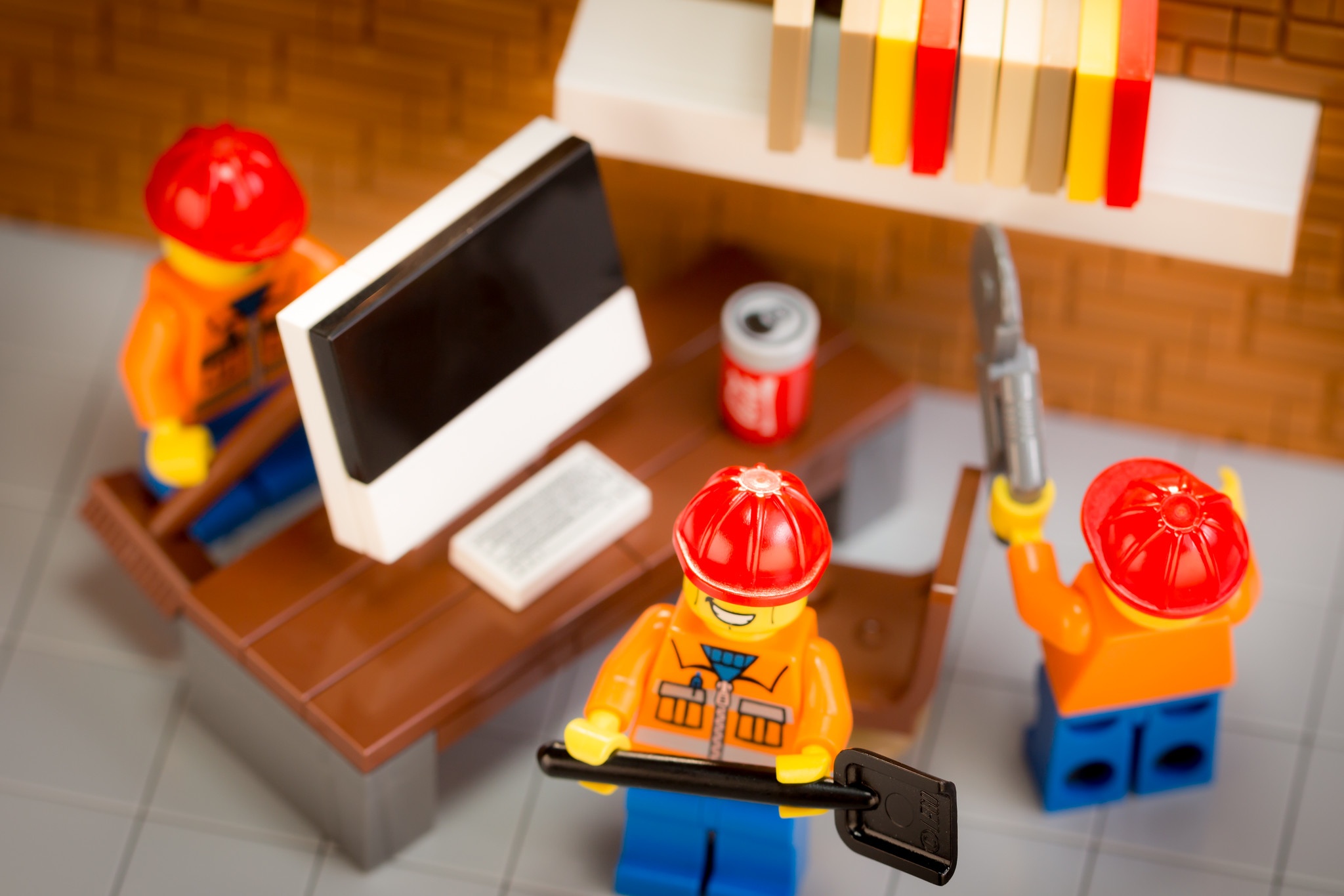 These LEGOs are creating an ergonomic desk.
