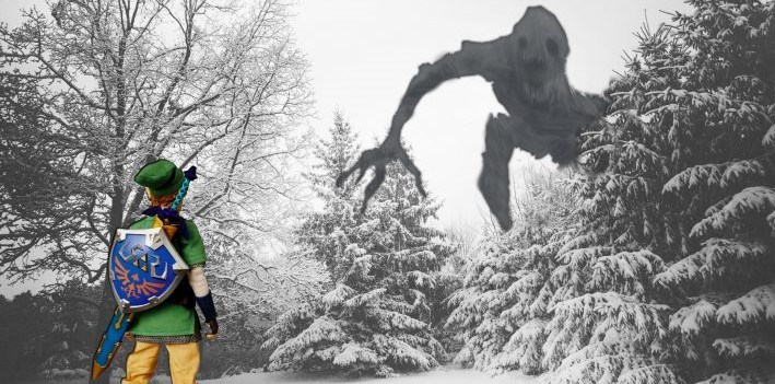 This photo shows Link about to do battle with the SAD monster. 