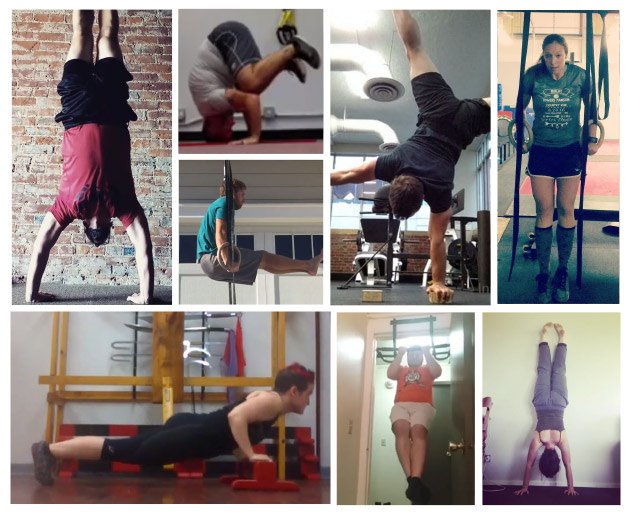 Folks from all over the NF Rebellion do handstands!