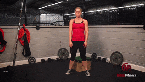 Using a box to squat like so is a great way to start bodyweight squatting. 