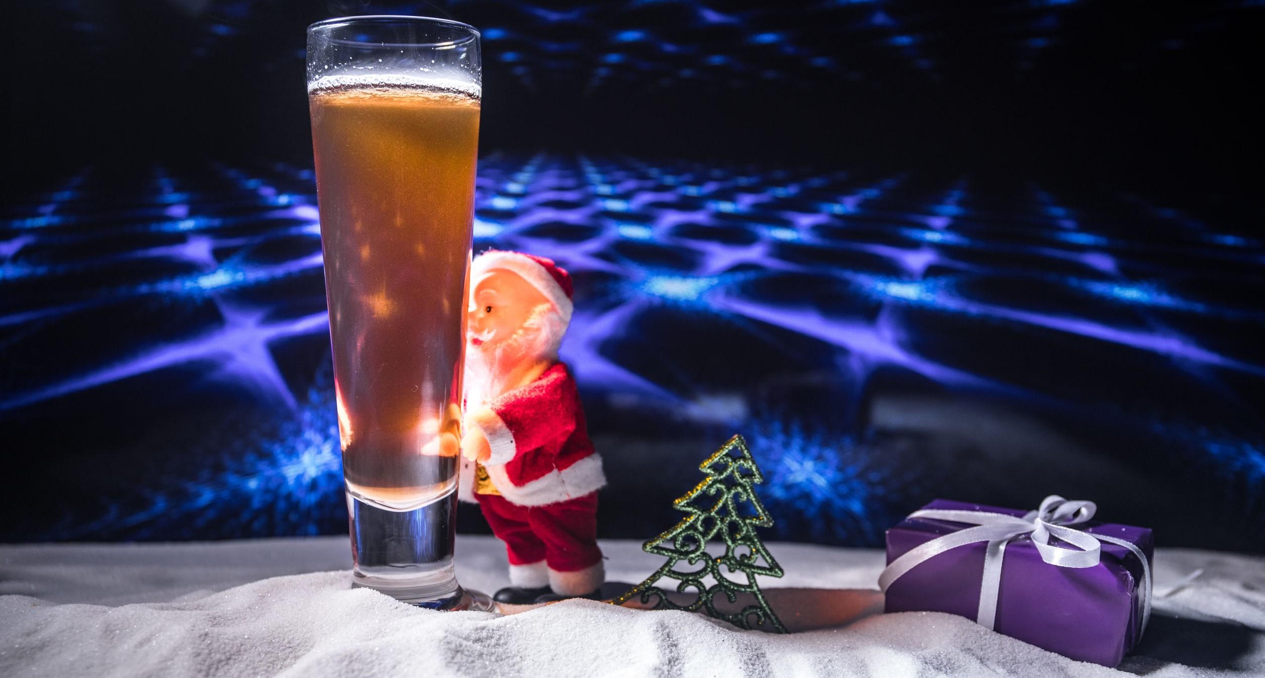 Christmas Beer on snow with decorative artwork