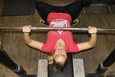 Staci with elbows at about 35 degrees.