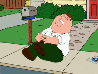Peter holding his shin in pain