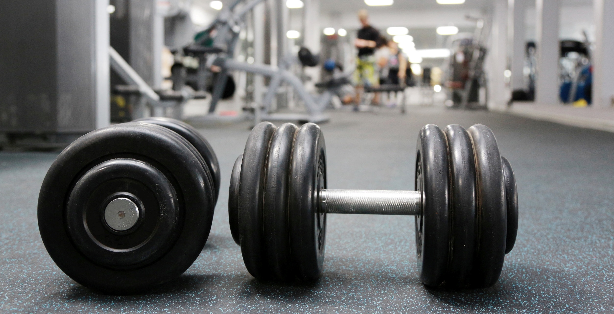 Dumbbells on floor in gym
