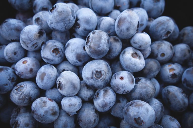 A cup of blueberries (about a fist) is about 85 calories.