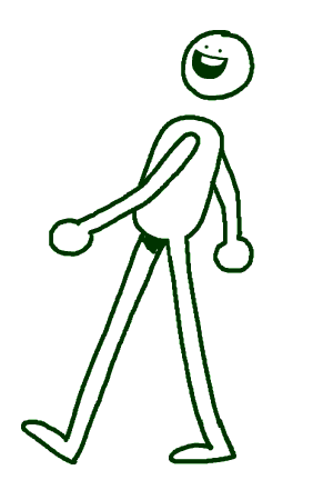 Walking is great and fun, as this cartoon man clearly knows.