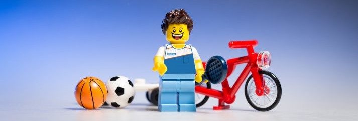 This LEGO is ready to play some sports! Should he stretch before or after his exercise?