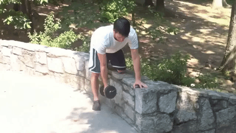 With a couple of dumbbells, you can perform the row just like Steve here