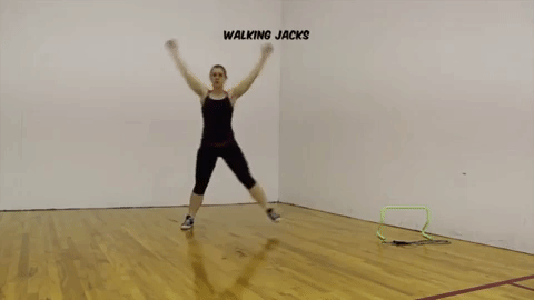 Do walking jacks if you can't do jumping jacks!