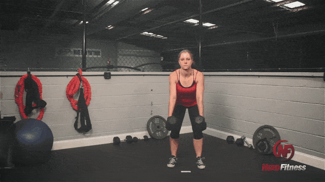 With a couple of dumbbells, you can perform the row just like Staci here! Barbell Row