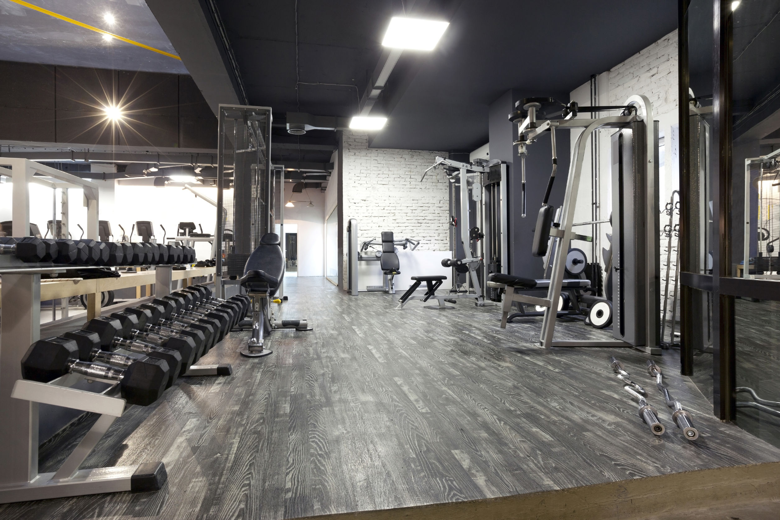modern gym interior with various equipment