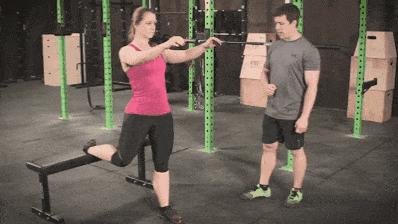 Coach Staci and Jim showing you the Bulgarian split squat