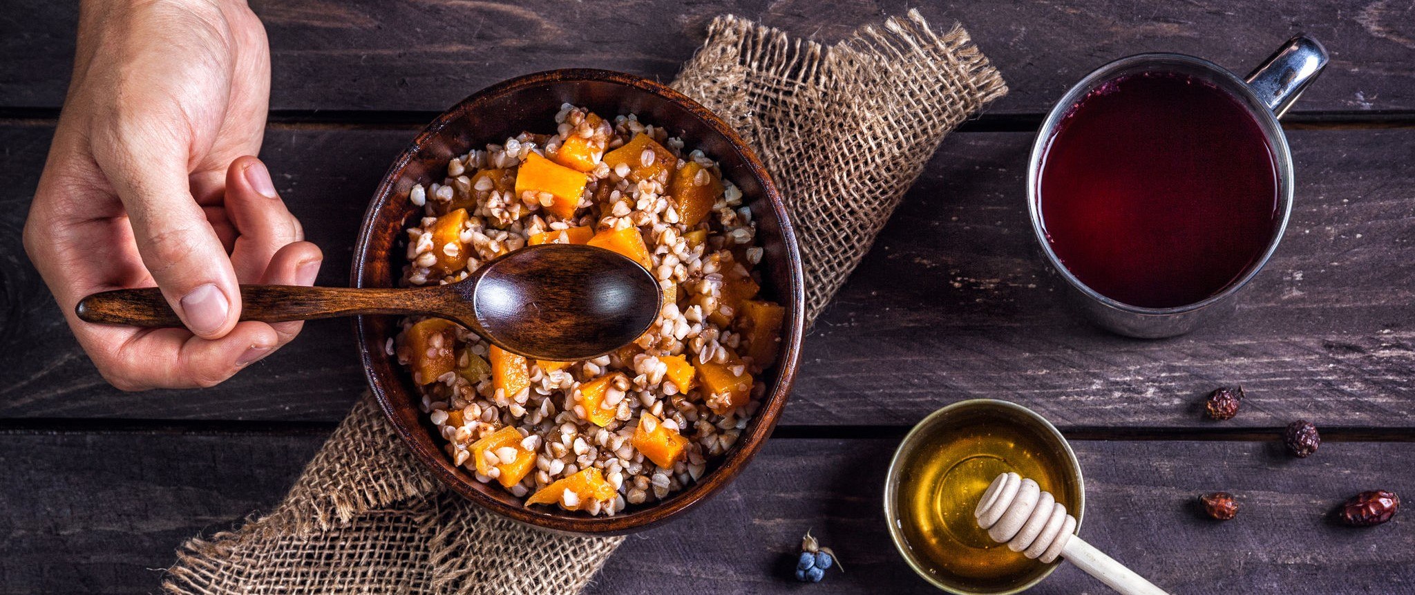 Someone eating a healthy breakfast