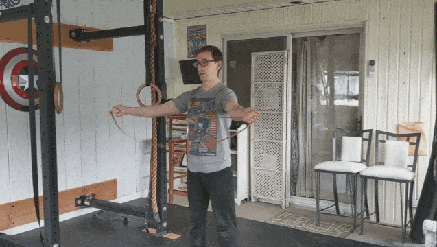 Much like the overhead pull-apart, but in front.