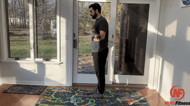 When learning to jump rope, just practice the arm swing without jumping, as shown here by Coach Matt.