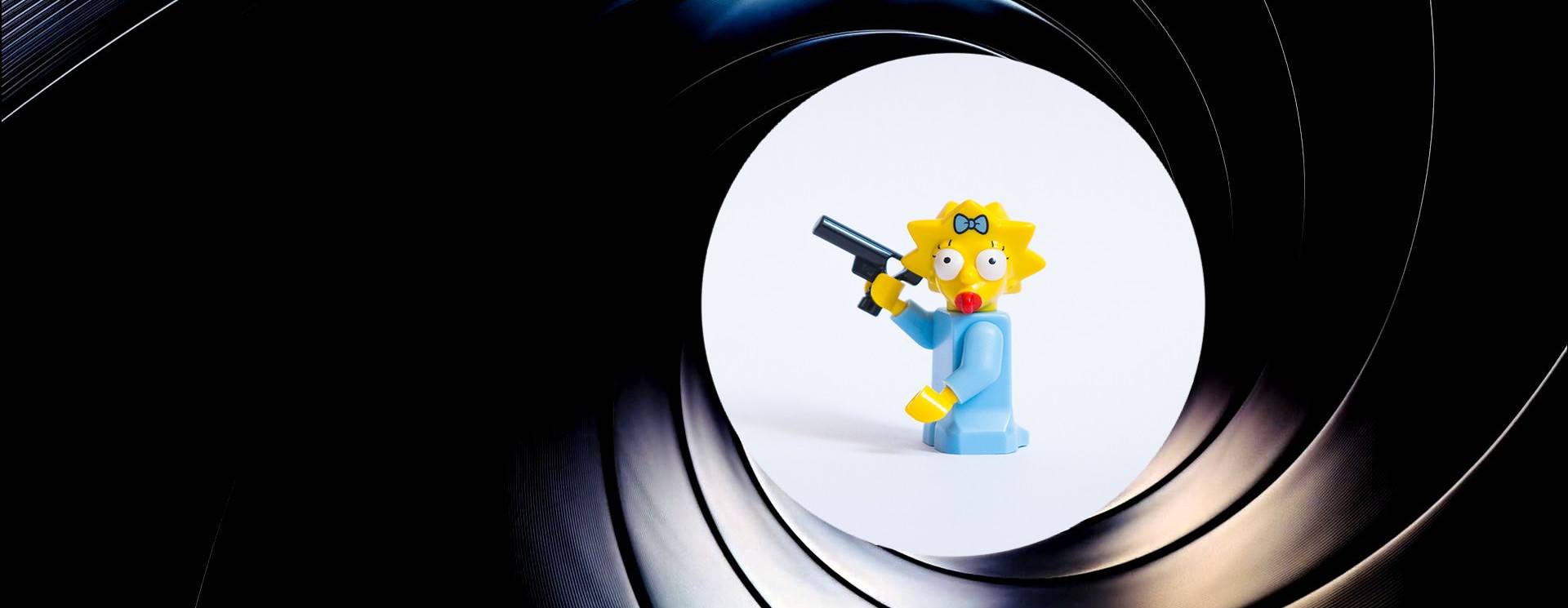 LEGO Maggie doing the iconic James Bond intro.