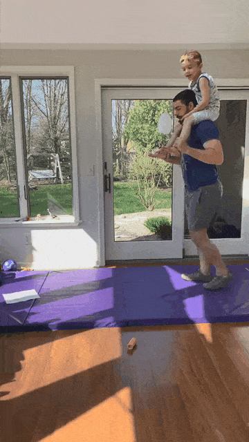 Same idea as our bodyweight squat, your kid will rest on your shoulders as you do your lunge.