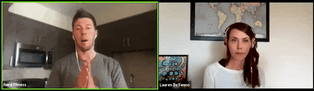 Justin holds up his hands, to show how he portion controls foods like pizza.