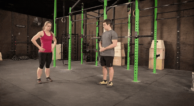 This gif shows Staci doing a forward bodyweight lunge, the most basic lunge variation