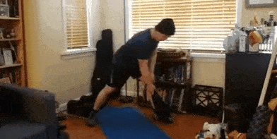 Coach Jim doing a towel row in a small space.