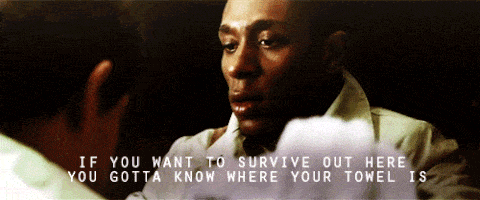 Ford saying "if you want to survive out here you gotta know where your towel is."