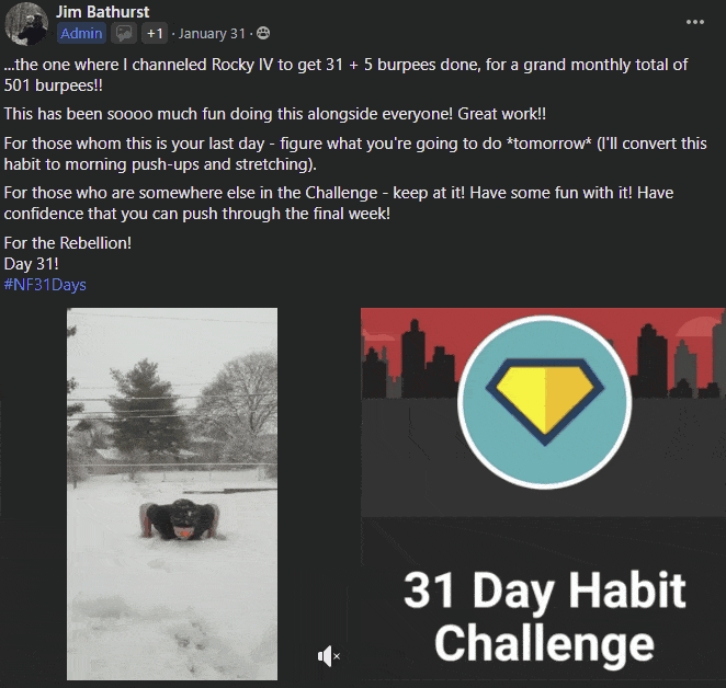 Jim doing the burpee challenge