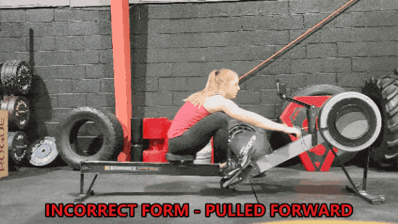 Coach Staci demonstrating incorrect technique, by being pulled forward during the return.