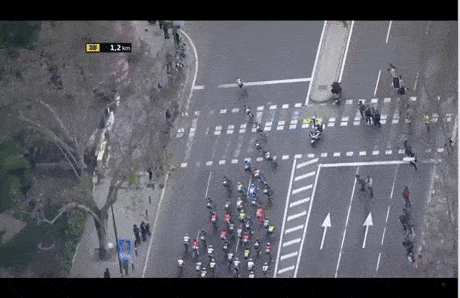 Bike racer in the lead takes the wrong turn