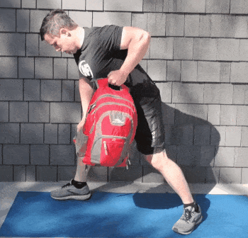 Jim doing rows with a backpack